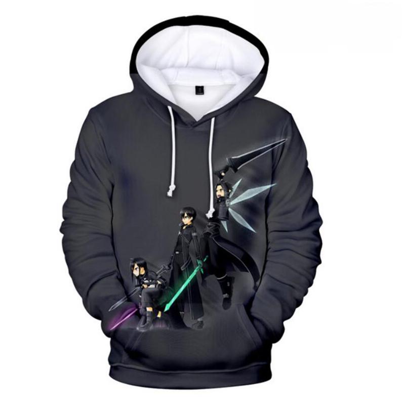 Аниме Sword Art Online 3D Harajuku Толстовка с капюшоном Модный пуловер для мальчиков Осенняя тренировочная толстовка