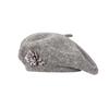 Soft Wool French Style Cap Crystal Embellishment Painter Beret Hat Multi-Color Beret  For Women
