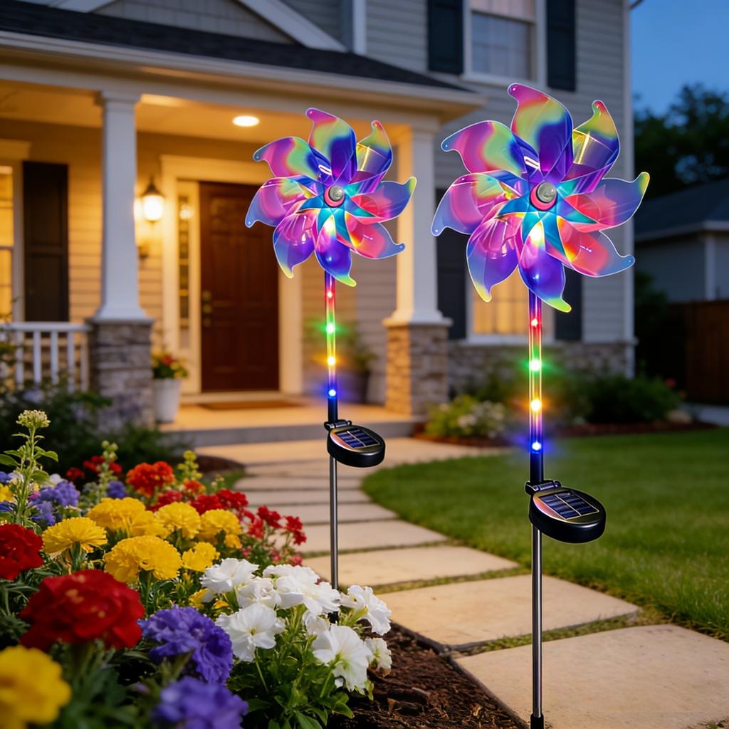 Xiaomi 1/2pcs Solar Windmill Light LED Artificial Flower Lights Used For Outdoor Yard Lawn Light Garden,Lawn,Fence,Pathway Decoration