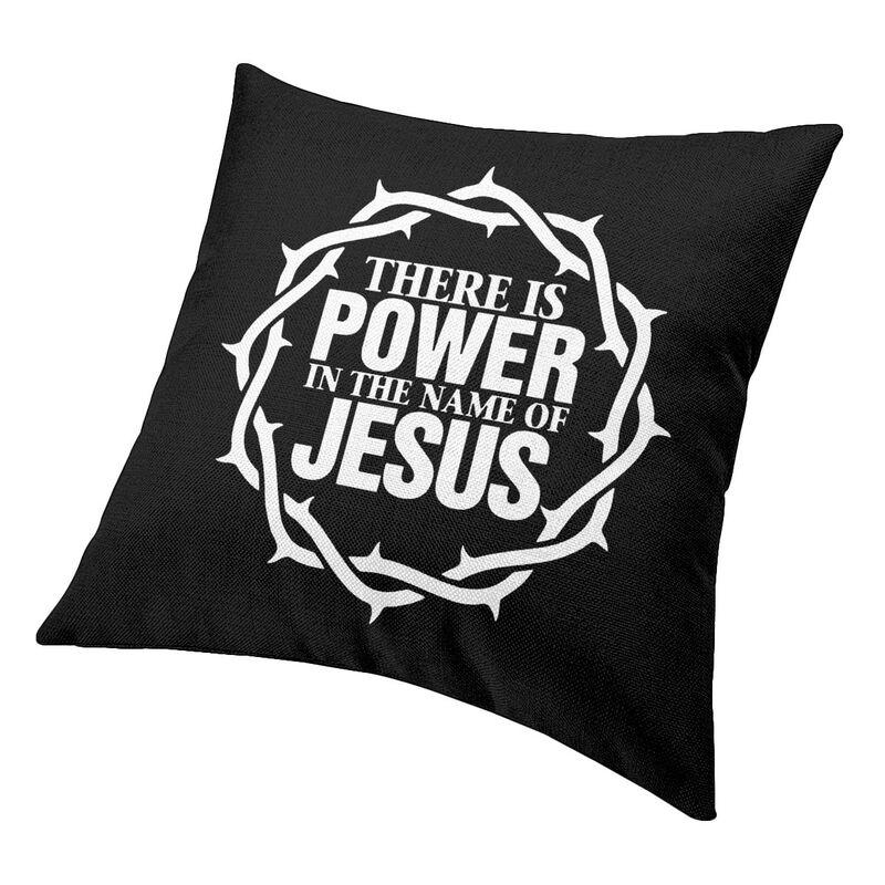 Custom Power In The Name Of Jesus Cushion Covers Velvet Christian Faith Pillow For Sofa Square Pillowcase Living Room Decoration