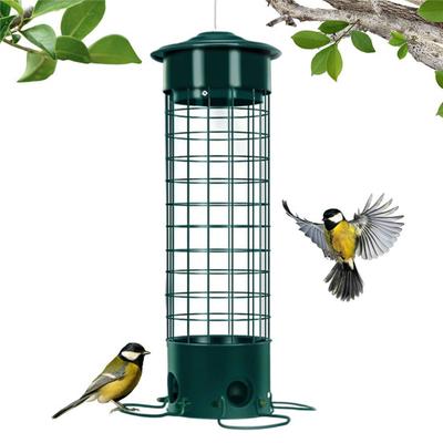 Кормушка для птиц Yousheng Metal Birds Feeder для улицы, подвесная кормушка для семян, защищенная от белок, с насестами для диких птиц, вьюрков, синиц, сойок