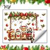 Electrostatic Glass Stickers Christmas Animals Window Decal, Static Cling Removable Sticker, Waterproof PVC Cute Holiday Decals Deer Bunny On