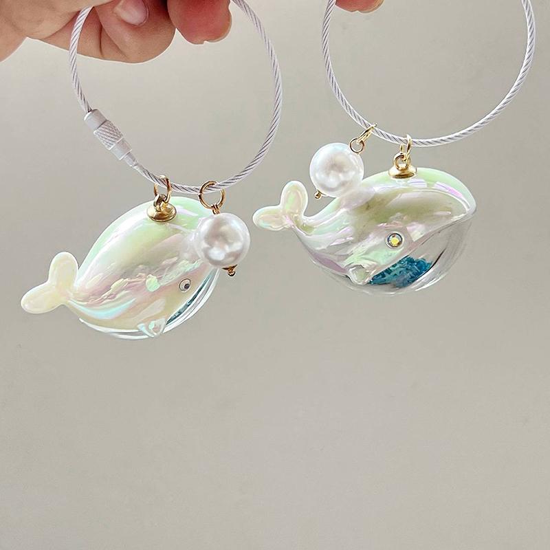 1 шт., детский подарок на день рождения для девочек, мультяшный цветной лазерный брелок в виде кита для женщин, сумка, подвеска, ПВХ, морское животное, автомобильный брелок