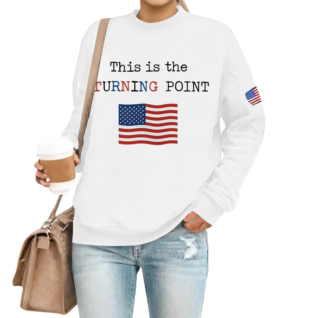 Women's Casual Fashion Round Neck Long Sleeve  Printed Sweatshirt