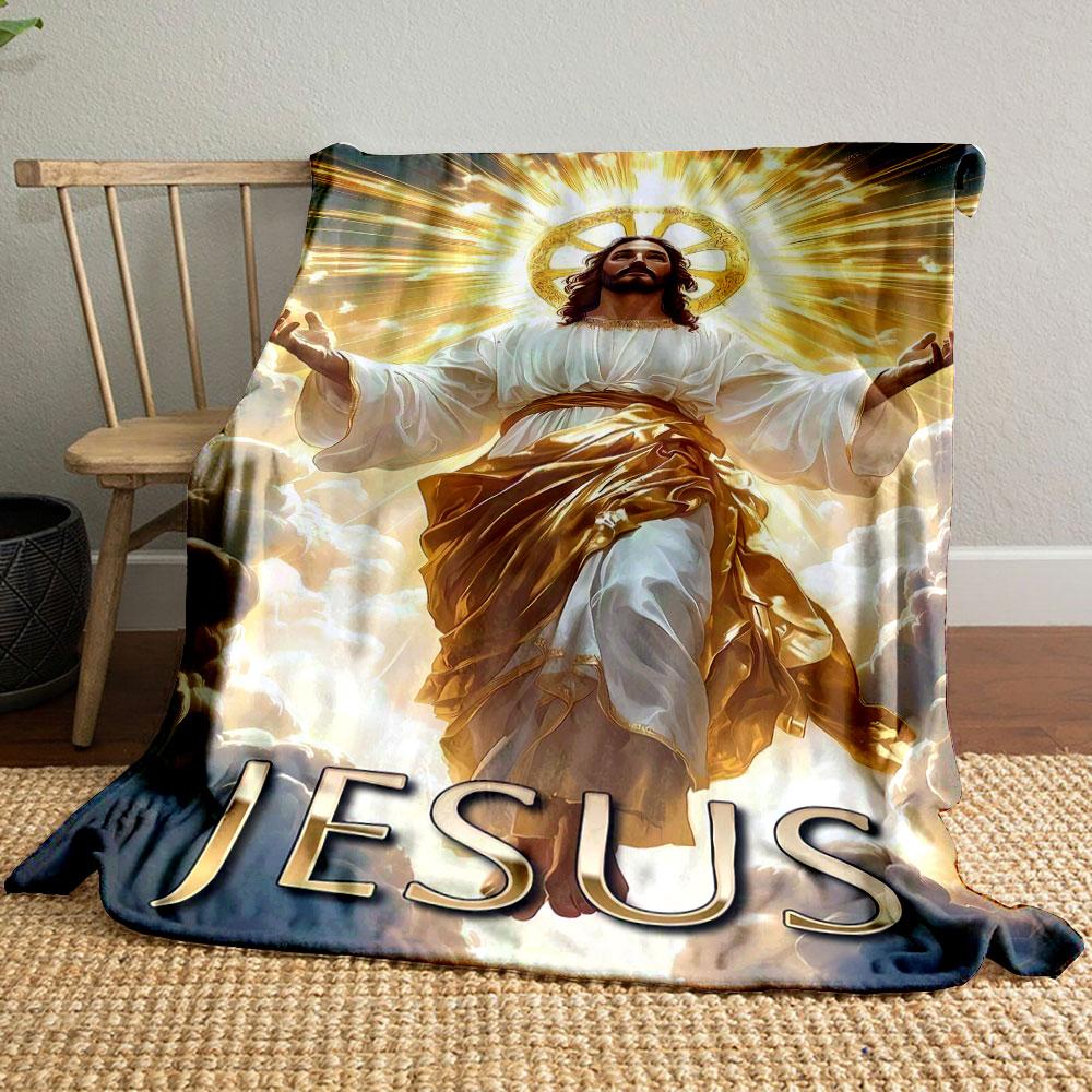 Jesus Cloud Radiant Blanket Printed Blanket for Living Room Bed Couch lunch break Soft Cozy Blanket for Friend's festival Gift