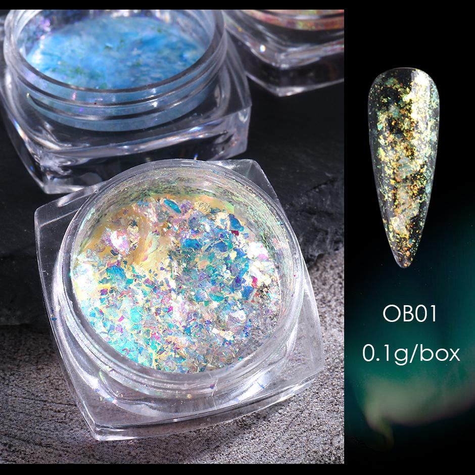 1 коробка Aurora Opal Flakes, блестящие блестки для ногтей, блестящие пайетки, украшение для дизайна ногтей