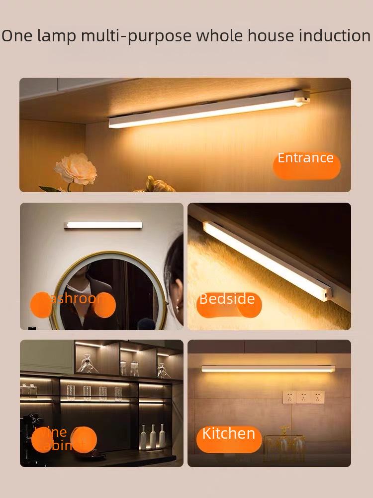 Беспроводная перезаряжаемая светодиодная лента с датчиком движения с магнитными и самоклеящимися вариантами для шкафов и гардеробов