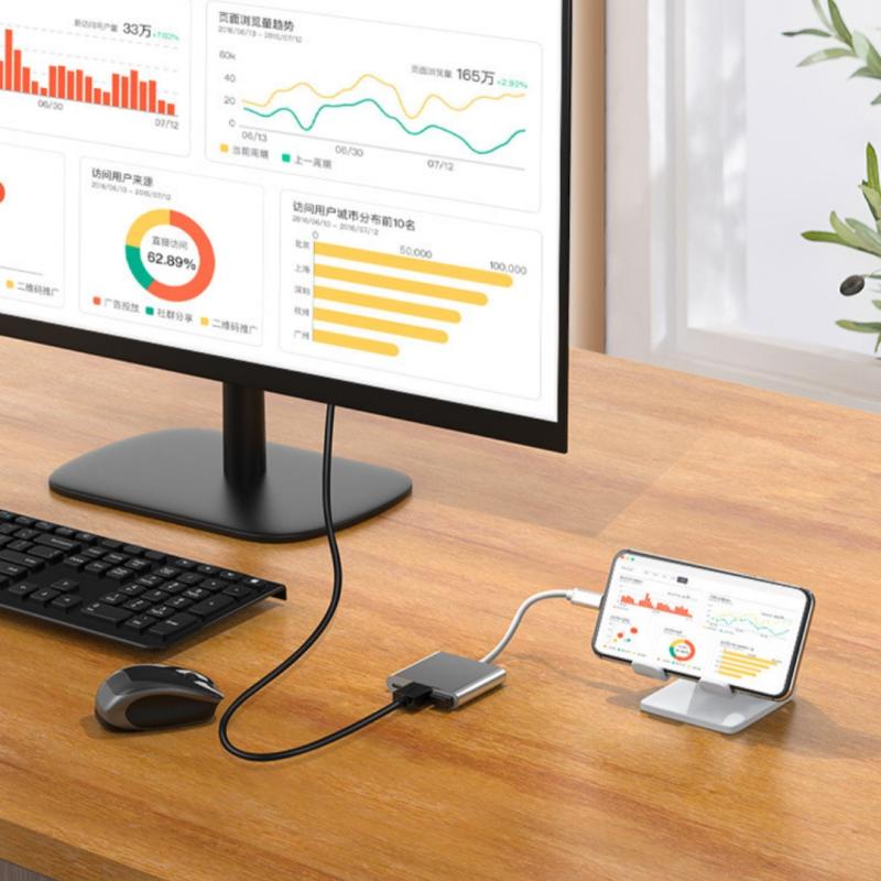 1 шт. Конвертер Type-C в HD Расширитель OTG-адаптер 3 в 1 Хаб Type-C 3.0 с HDMI 4K Сплиттером USB Дисковод Кардридер Док-станция для зарядки PD