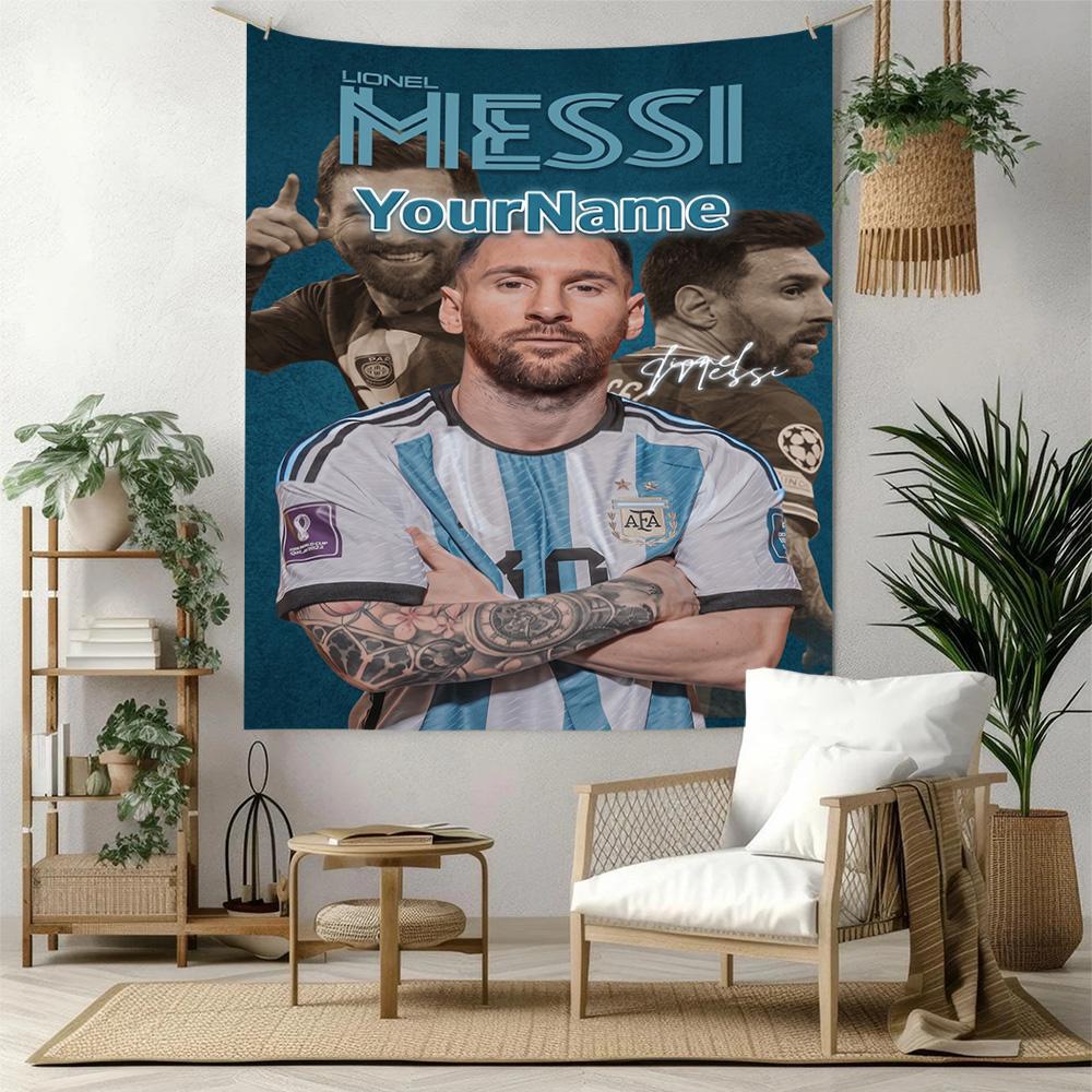 Messi Custom Your Name Wall Decor Tapestry Art For Pet Memorial Birthdaywedding Party Backdrop Family Gift