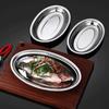 Gold/Silver Barbecue Dish Korean Style Snack Tray Elliptical Steamed Fish Plate  Restaurant