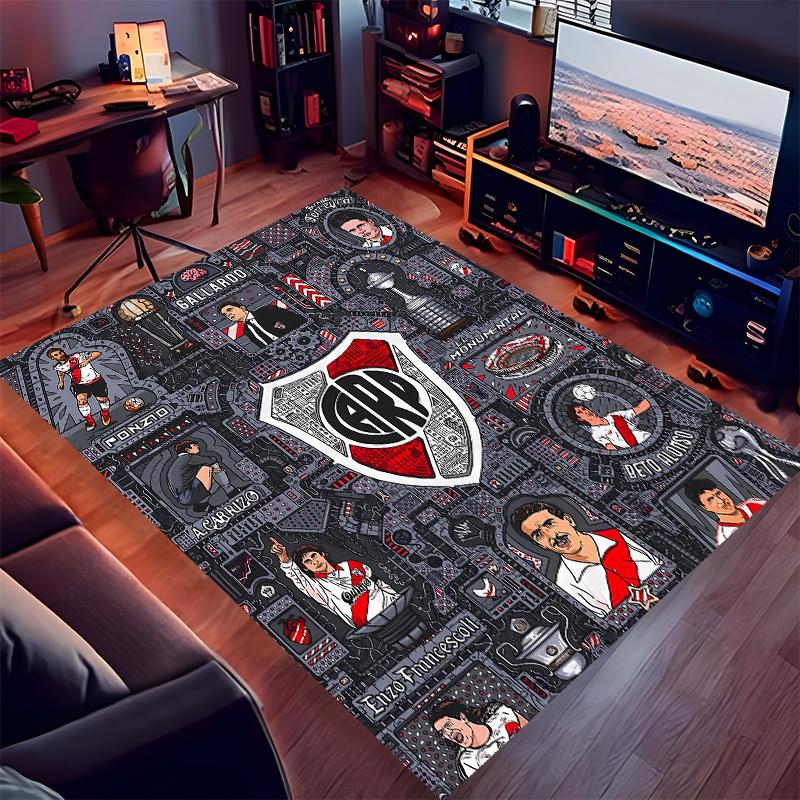 1pc Club Atlético River Plate Print Area Rug - Soft,Washable Non-Slip Indoor Mat for Office Chairs,Living Room,Home Office Decorative Rug