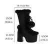 Lovely Lolita Mid-Calf Boots Women's Platform Thick Heels Sweet White Show Party Cosplay Ladies Fur Zipper Boots Pom-pom Pendant