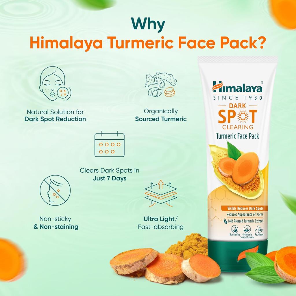 Himalaya Dark Spot Clearing Turmeric Face Pack 100G For Radiant Clear Skin And Even Tone Natural Skincare