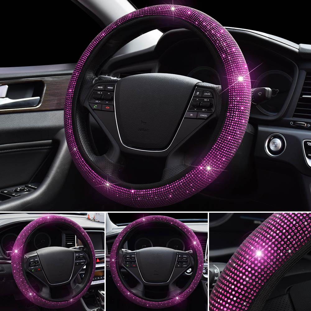 37-39 см блестящий красный бриллиантовый чехол на руль автомобиля для девочек и женщин, универсальный розовый интерьер, аксессуары для гольфа 7