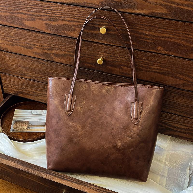 Большая вместительная сумка, модная женская сумка-тоут, универсальная сумка через плечо в стиле ретро