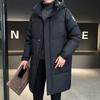 Пуховик мужской средней длины, зимняя новая модная универсальная утолщенная теплая белая куртка с капюшоном на утином пуху для мужчин