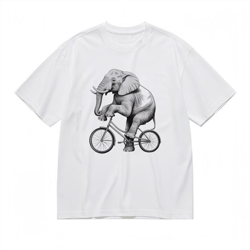 Women's Fashion Breathable Classic T-Shirt Fun Animal Cycling Graphic Tee