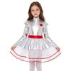 Girls Role Play Costume Metallic Tulle Tutu Dress Mock Neck Long Sleeve Back Zip Built-in Briefs for Halloween Cosplay Theme Party