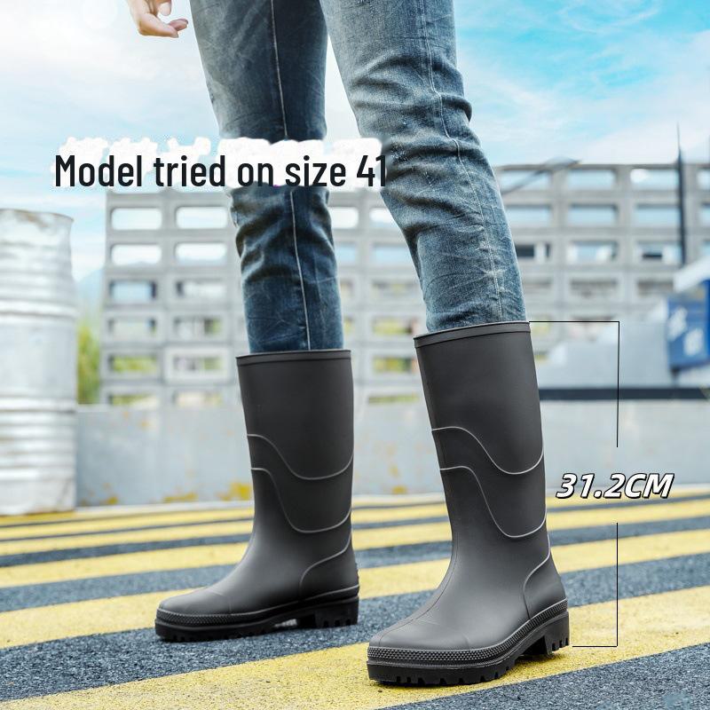 Мужские высокие нескользящие резиновые сапоги из ПВХ для строительства, садоводства и использования на открытом воздухе