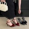 2025 new bag head sandals women's pointed head bow high heels summer one-word buckle stiletto elegant single shoes