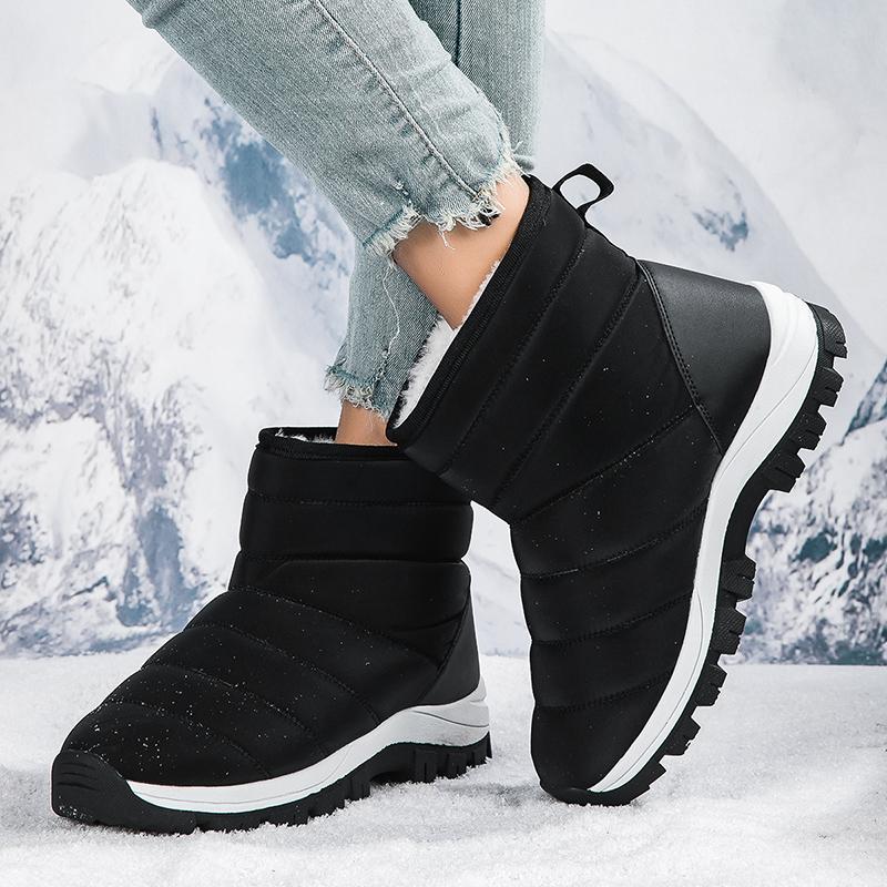 Ladies' Winter Fashionable Anti Slip Wear-resistant and Warm High Top Cotton Shoes with Added Fleece Outdoor Snow Boots