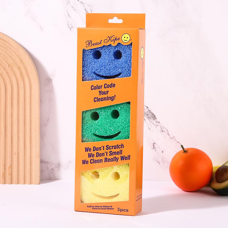 Губка для волшебной уборки Douyin Smiley – Губка для мытья посуды на кухне в виде сотовой мочалки