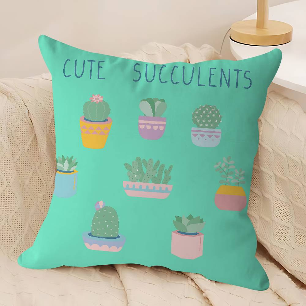 Cute Cartoon Succulent Pillow Gifts Home Office Furnishings Bedroom Sofa Car Cushion Cover Case 45x45cm