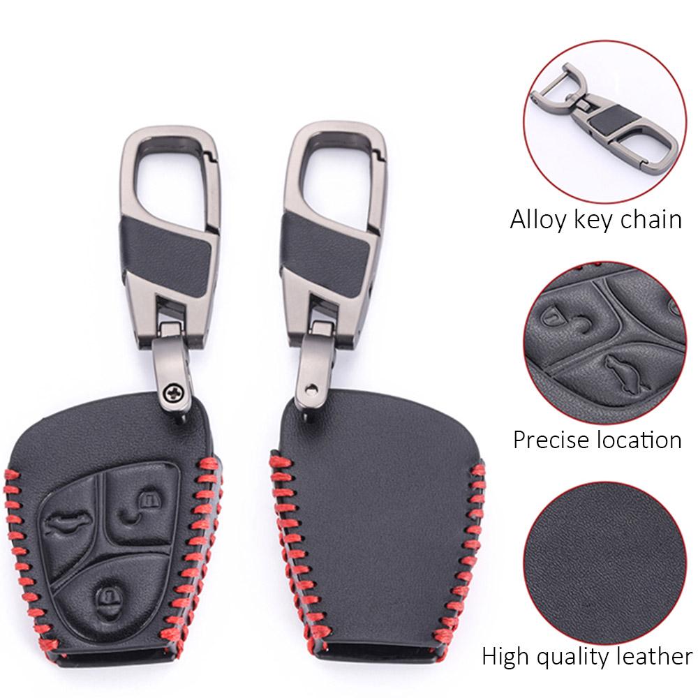 Кожаный брелок с дистанционным управлением от автомобиля, чехол-держатель в виде ракушки для Mercedes Benz CBER Class GL CLS CLK SLK W203 W211 W204, цепочка с 3 кнопками