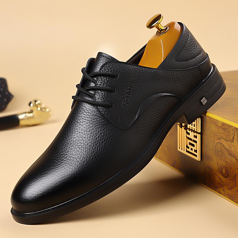 Новые мужские деловые повседневные туфли из натуральной кожи, дышащая подкладка, нескользящая износостойкая подошва, модные официальные туфли для джентльмена