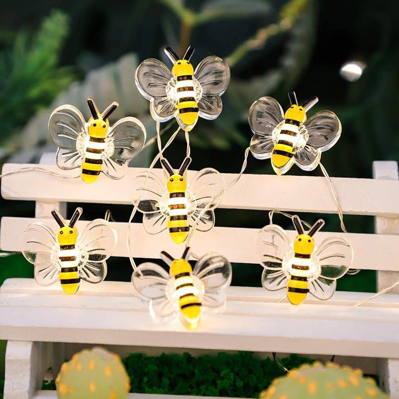 Cute Bee Battery Powered String Lights  for Bedroom Kid Room Tree Flowers Plants Patios Party Wedding Xmas Lawn Garden Decor