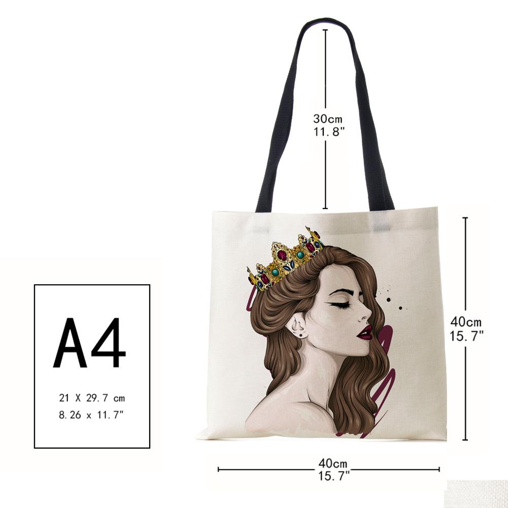 Сумка-тоут через плечо Gril Женская 2022 Многоразовая с принтом Харадзюку Повседневная Холщовая Сумка-шоппер Складная Дорожная Школьная Сумка для Книг Пляжная сумка CLE