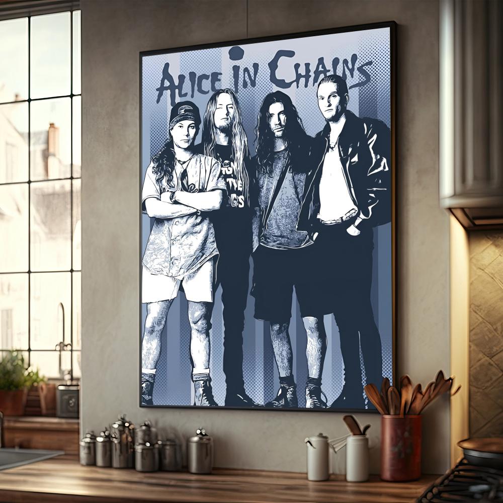 Ретро Музыка Alice In Chains Плакат Домашний Декор Высококачественная Крафт-бумага Плакат Настенная Живопись Кабинет Домашний Декор Гостиной