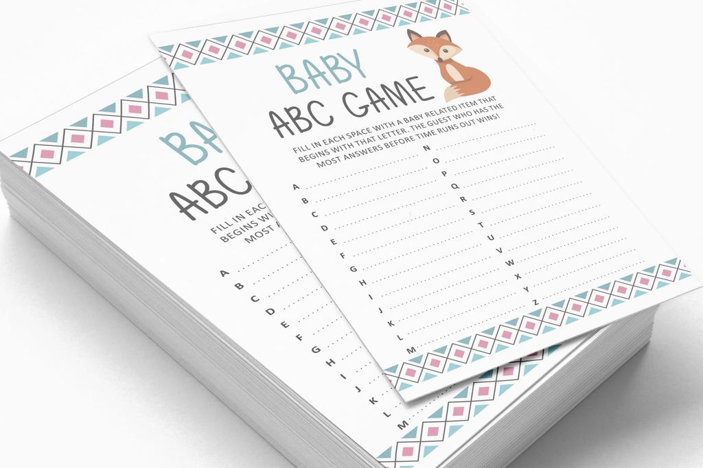 Inkdotpot 50 Baby Alphabet ABC Игра Джунгли Животные Игра Baby Shower Party