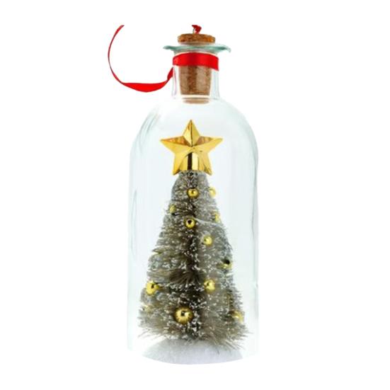 Сообщение в бутылке на елку, записываемое голосом, елочное украшение с воспроизведением, пробка, заснеженная сцена в бутылке, рождественские подарки для сувениров на вечеринку