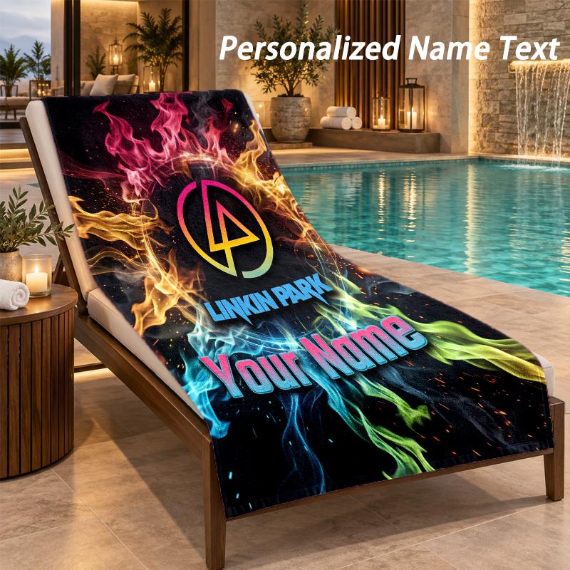 Custom Text Linkin Park Print Beach Towel Large Towel For Home Bathroom Beach