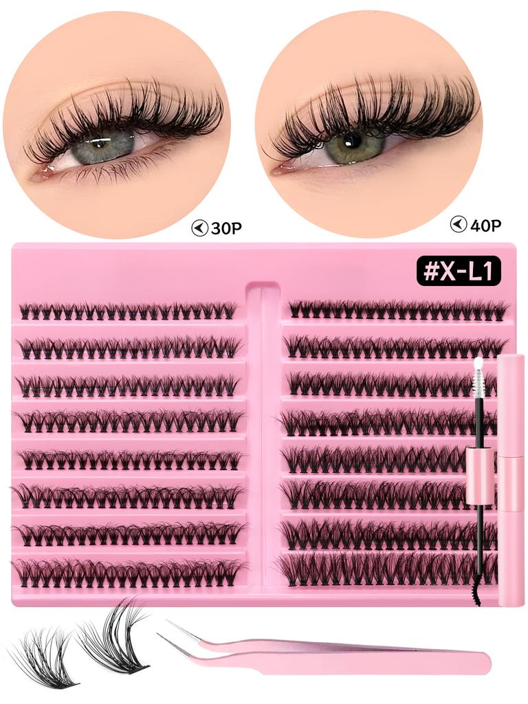 Xiaomi GROINNEYA Eyelash Clusters Kit Lash Clusters Wispy Natural DIY Lashes Clusters with Bottom Waterproof Bond and Seal Tweezers