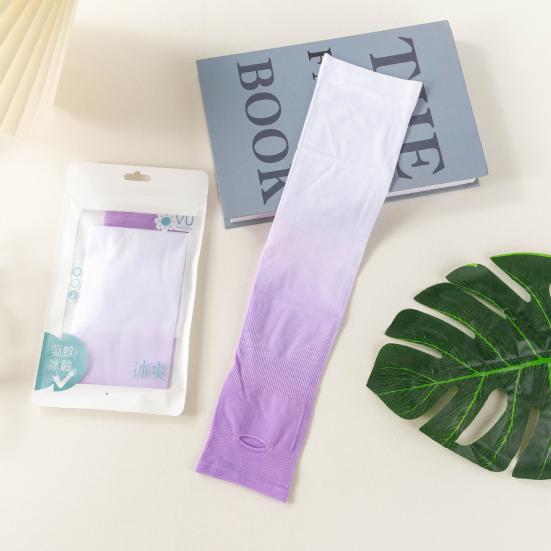 1 Pair Summer Ice Silk Arm Sleeves Gradient Color UV Sun Protection Breathable Elastic Men Women Outdoor Cycling Fishing Long Cooling Arm Cover