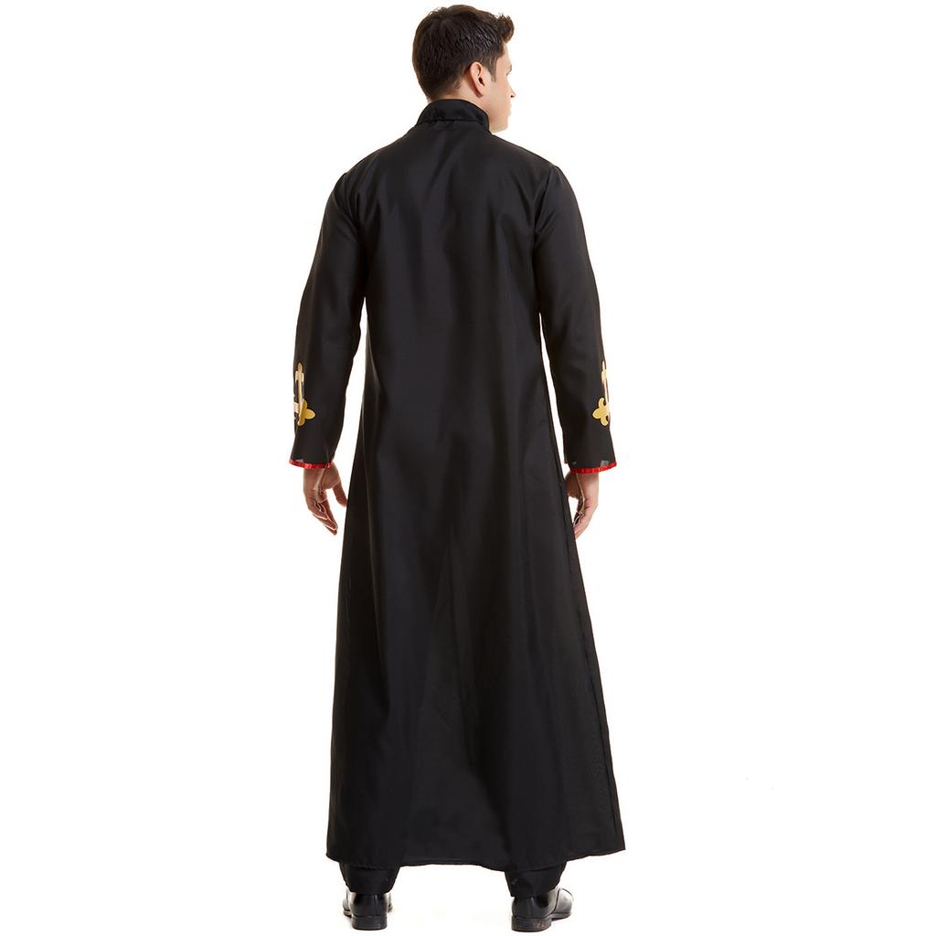 Halloween men's priest costume, men's holiday priest costume, medieval role-playing costume