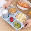 Wheat Straw Tableware Set Children's Kindergarten Divided Meal Plate Student Lunch Spoon Fork Chopstick Plate Four-piece Set