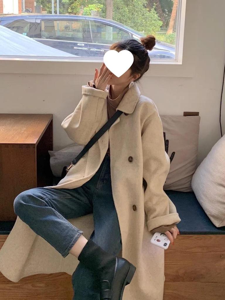Women's 2025 Korean Woolen Mid-Length Coat - Autumn/Winter Versatile Style