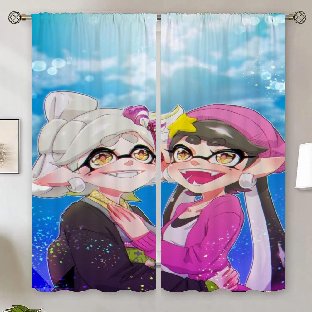 Splatoon Kitchen Curtains for Living Room 2 Elegant Pieces Blackout Curtain 100% Cheap Things With Free Shipping for Home Blinds
