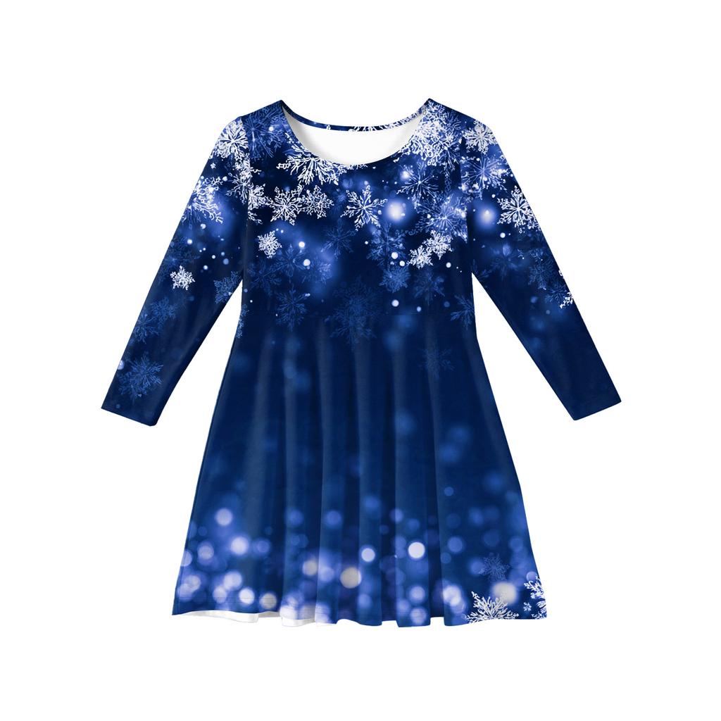 Girls' Princess Dress - Long Sleeve A-Line T-Shirt Dress Christmas Day