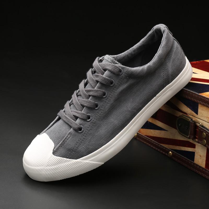 Ковбойская мода Мужская парусиновая обувь Низкая шнуровка Мужская повседневная обувь с круглым носком Весна и осень Резиновая плоская обувь Lu1 35