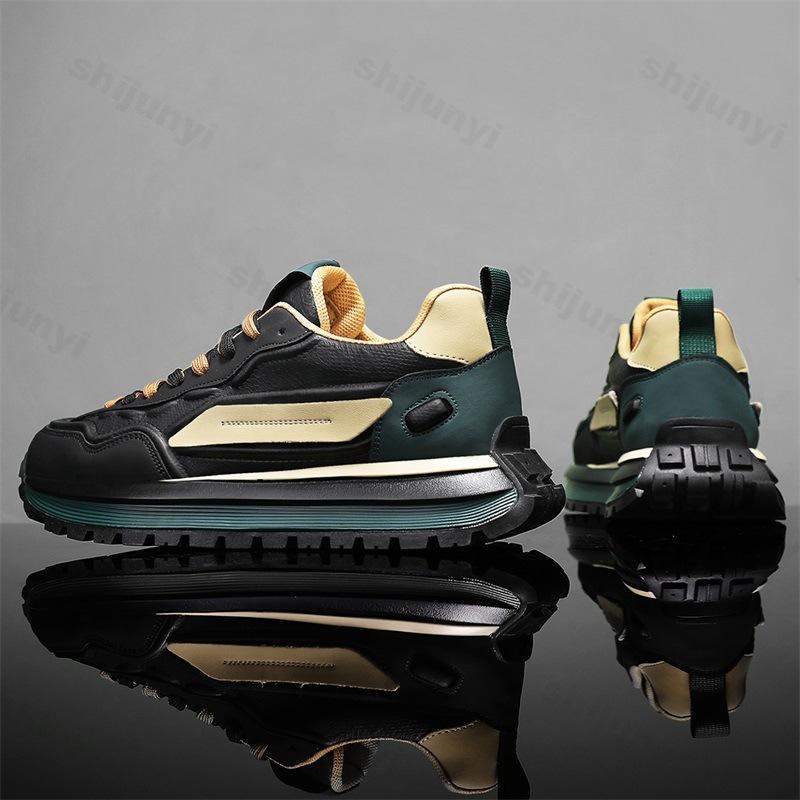 Модная мужская повседневная обувь 2025 Осень Новинка Удобная Толстая Подошва Смешанный Цвет Уличная Дышащая Противоскользящая Мужские Кроссовки Ретро Обувь