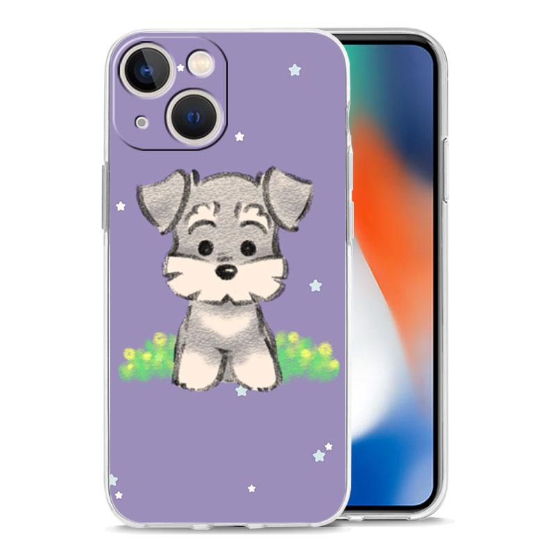 Cartoon Schnauzer Dog Phone Case For iPhone 11 Cases iPhone 15 12 13 14 16 Pro Max X XR XS 14 15 Plus 16Pro iPhone16 Clear Cover