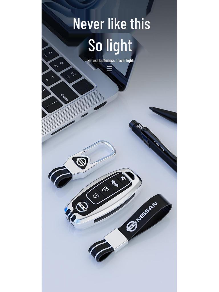 Чехол для ключа Nissan: Подходит для моделей Sylphy, Teana, X-Trail, Tiida, Terra, Murano и New Qashqai с застежками