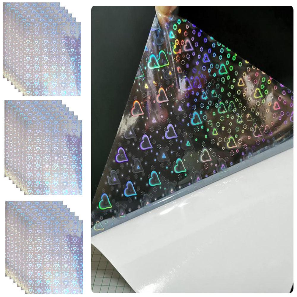 Holographic Glitter Laser Self Adhesive Waterproof Vinyl Stickers A4 Size Overlay Photos Windows Laptops Decorations 10pcs Sets