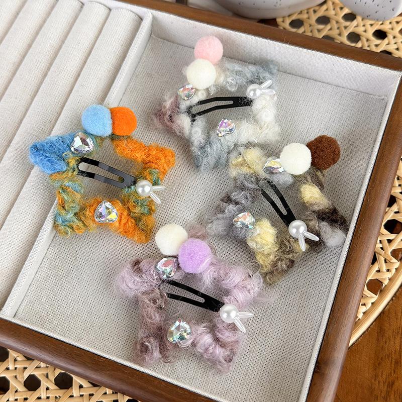 Осенне-зимняя запеленованная шерстяная заколка для волос со звездой Пентагона, галстук Мори, маленький кролик, шарик, шарик, сломанная шпилька для девочек, аксессуары для волос