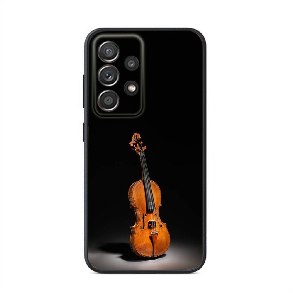 Музыкальный Чехол для Телефона с Изображением Скрипки и Гитары Для Samsung S24,23,22,21,20,10,10E,S9 Plus FE Note 20 Ultra 10,9 Plus Черный Чехол