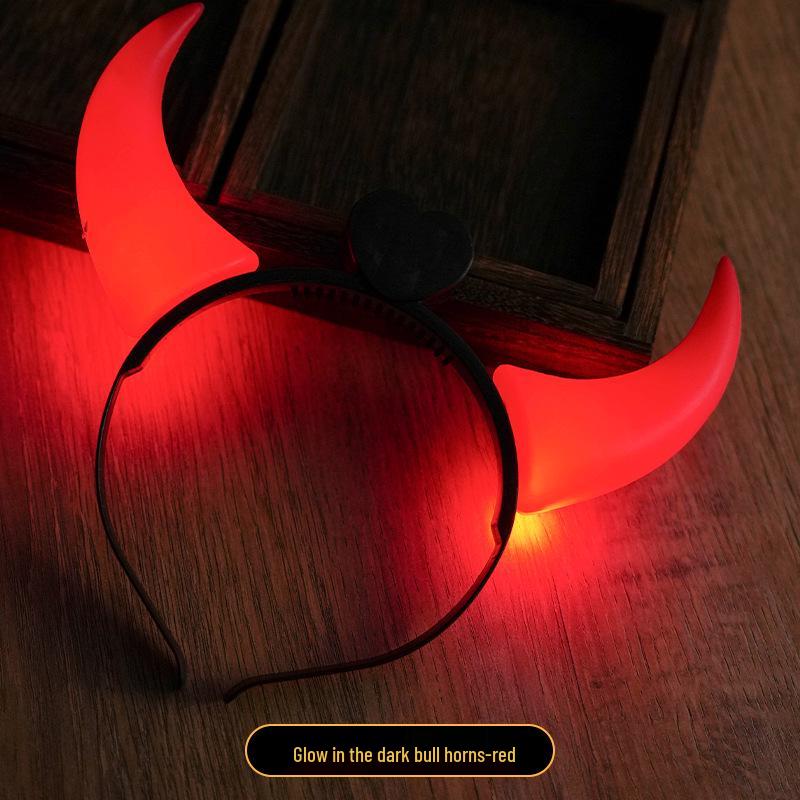 Luminous Halloween Pumpkin Devil Horn Headband for Concerts and Parties